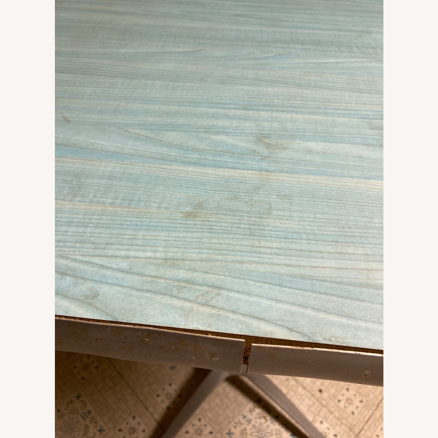 Blue Metal and Wood Side Table - image-5