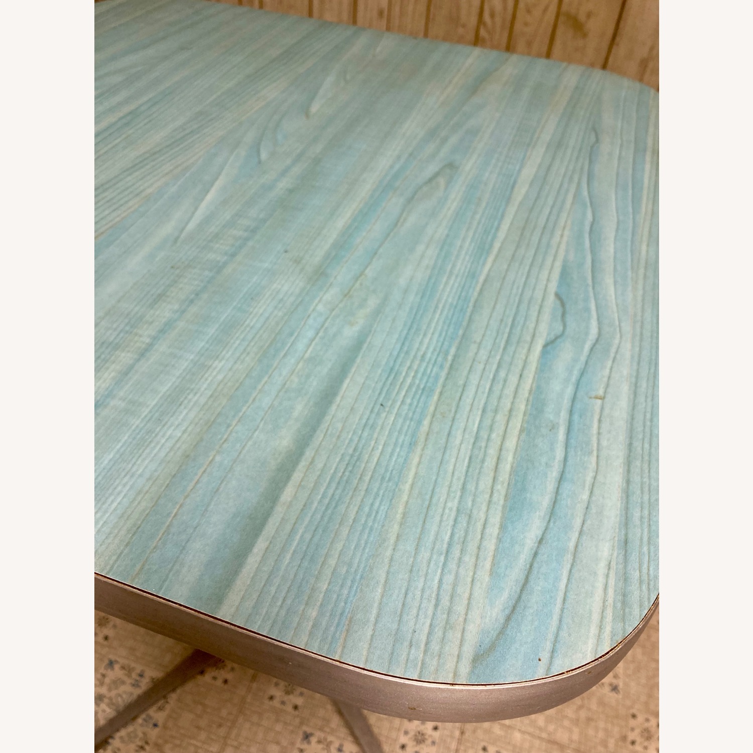 Blue Metal and Wood Side Table - image-4