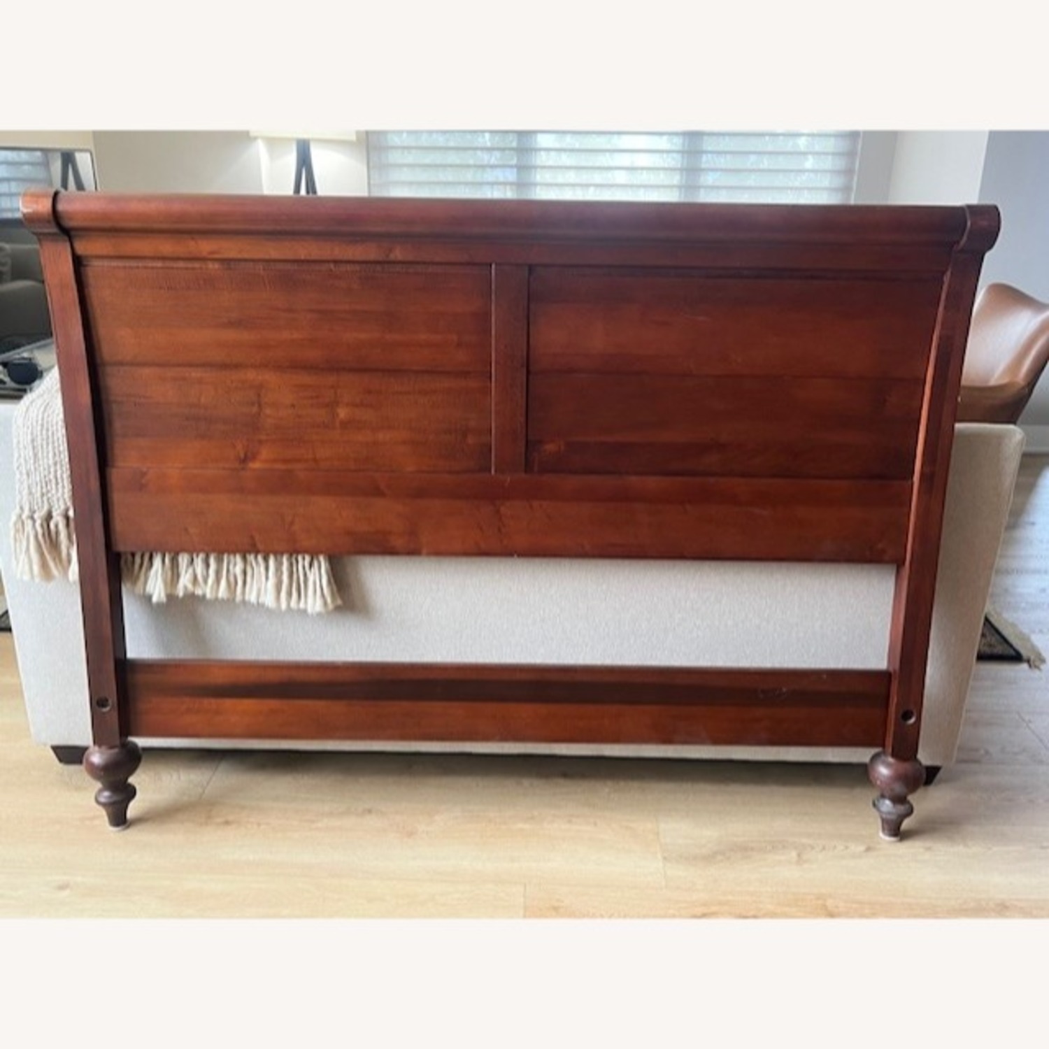 Ethan Allen Dark Brown Wood Queen Bed - image-1