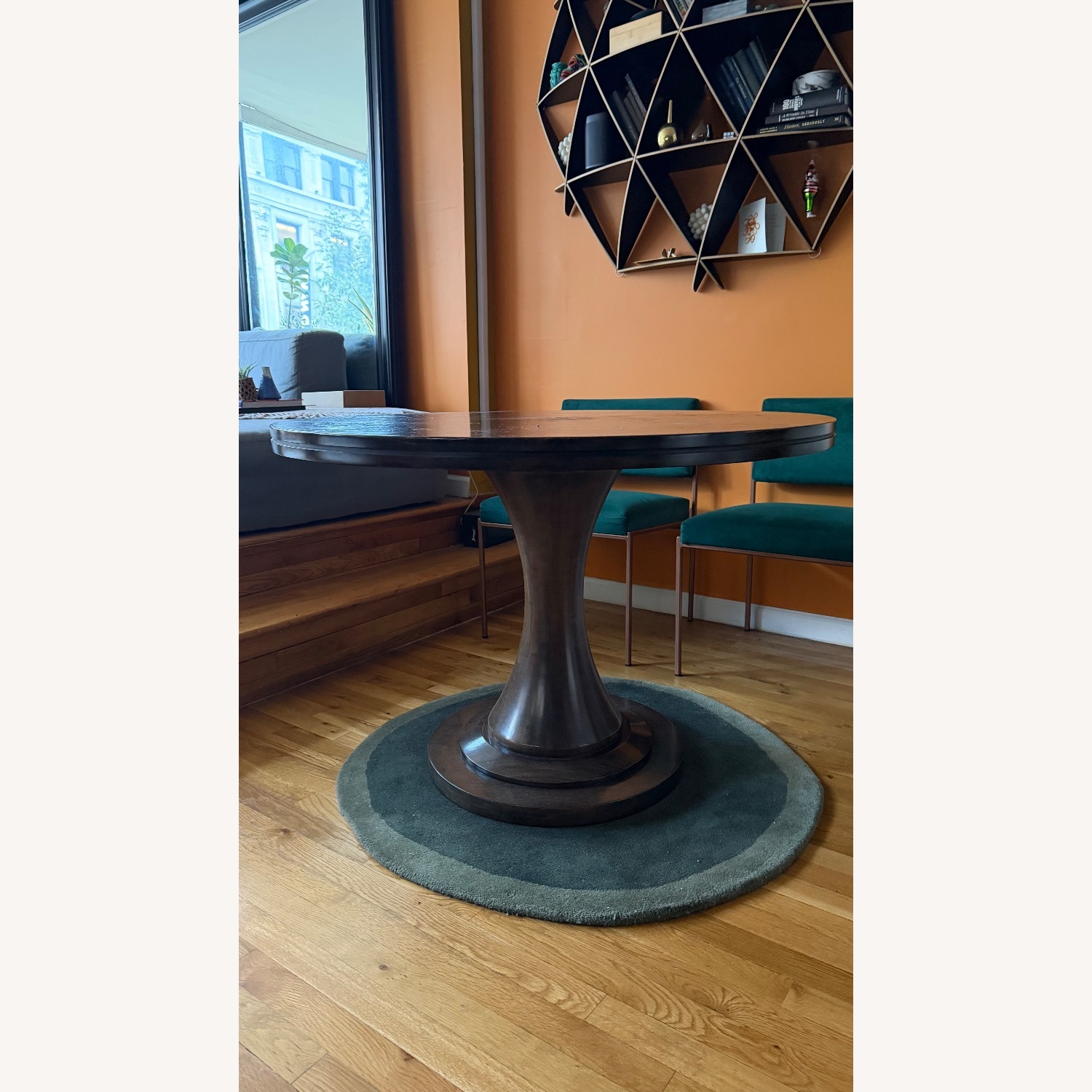 Dark Brown Wood Dining Table - image-1
