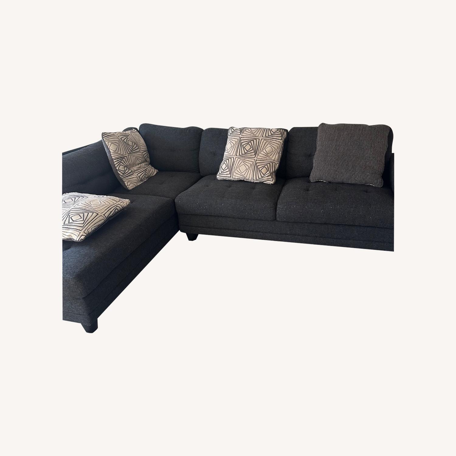 Dark Gray Fabric 2 Piece Sectional - image-0