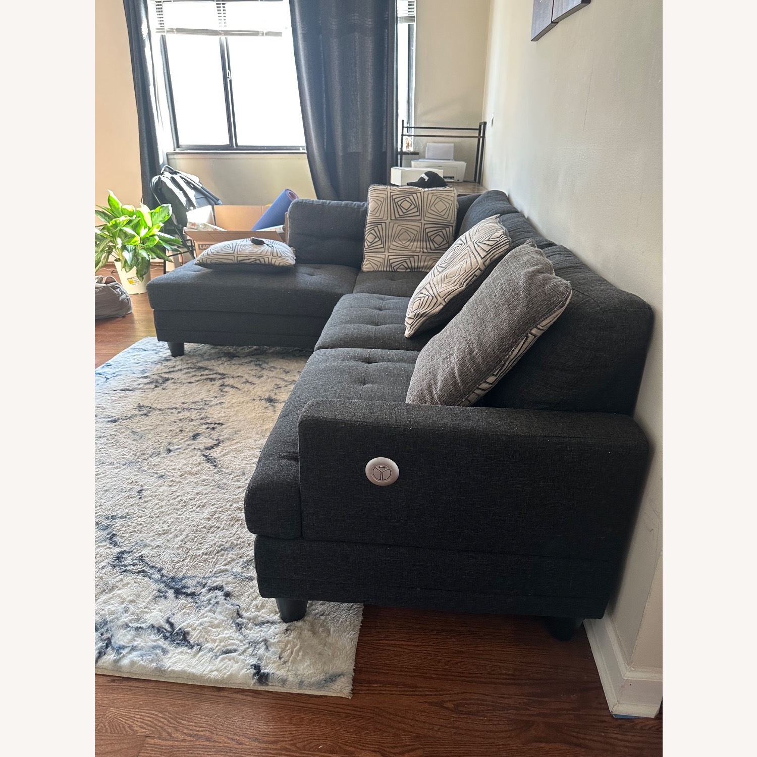 Dark Gray Fabric 2 Piece Sectional - image-1