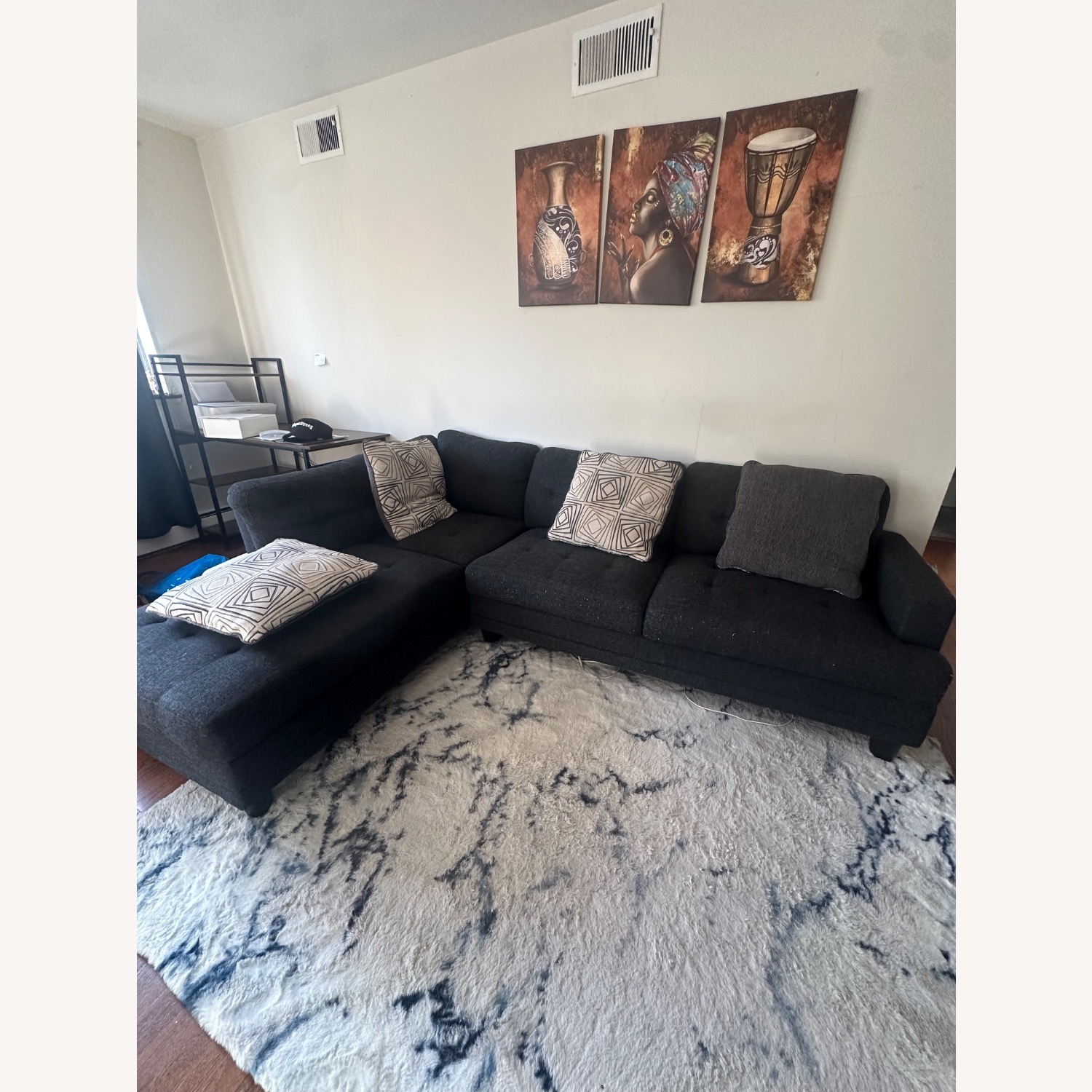 Dark Gray Fabric 2 Piece Sectional - image-3