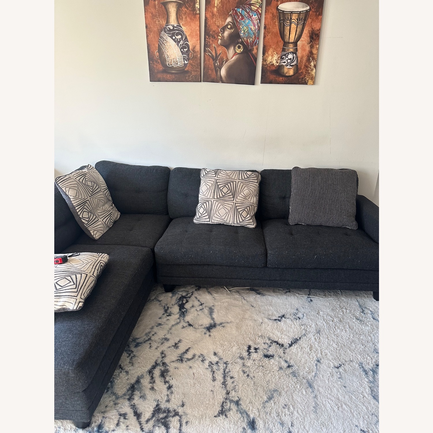 Dark Gray Fabric 2 Piece Sectional - image-2