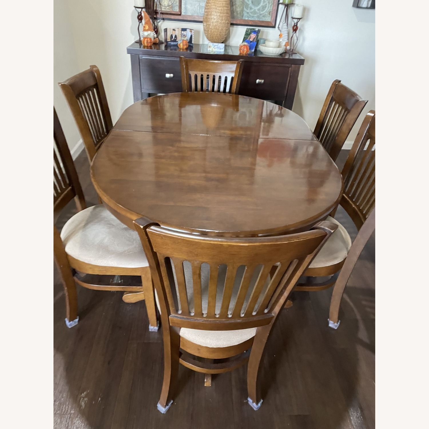 Dark Brown Wood Dining Set - image-1