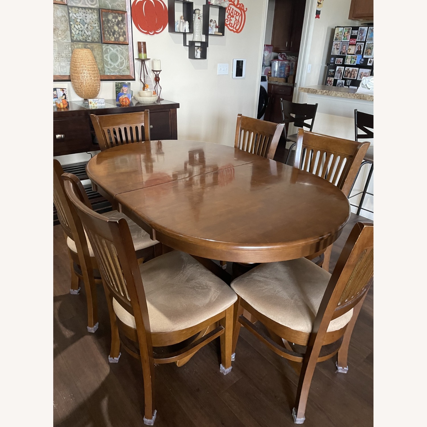 Dark Brown Wood Dining Set - image-3