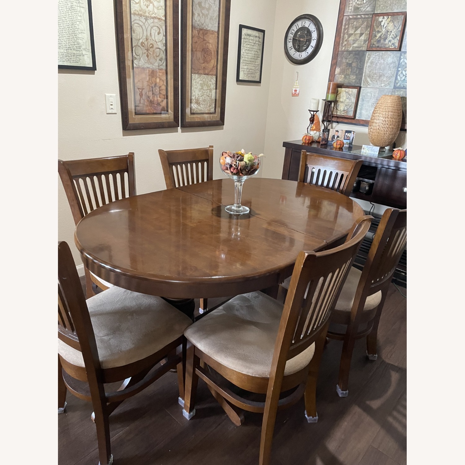 Dark Brown Wood Dining Set - image-2