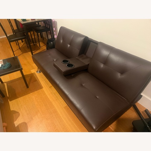 Used Dark Brown Leather Futon for sale on AptDeco