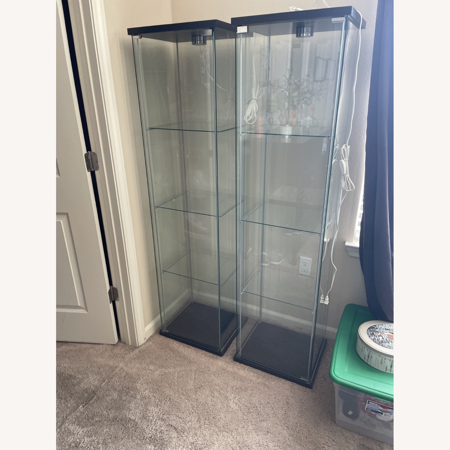 IKEA Detolf Glass Collectible Curio W Lights - image-3