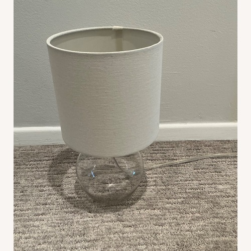 Used White Linen and Glass Table Lamps for sale on AptDeco