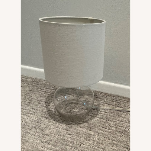 Used White Linen and Glass Table Lamps for sale on AptDeco