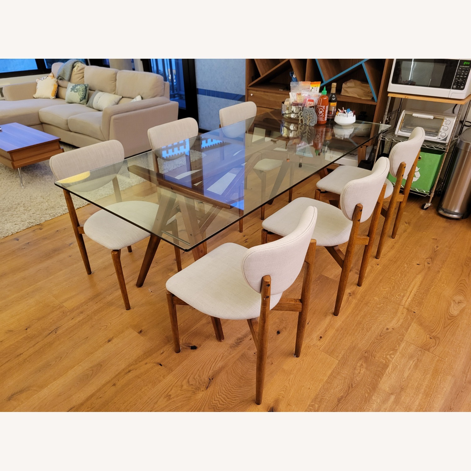 West Elm Jensen Dark Brown Glass Dining Table - image-5