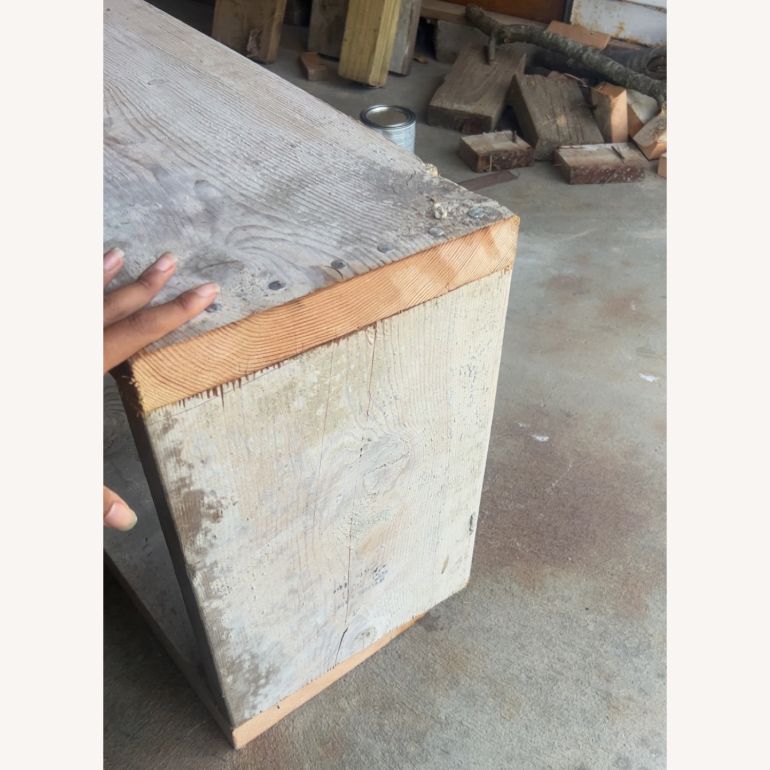 Grey Wooden Rustic Bench - image-2