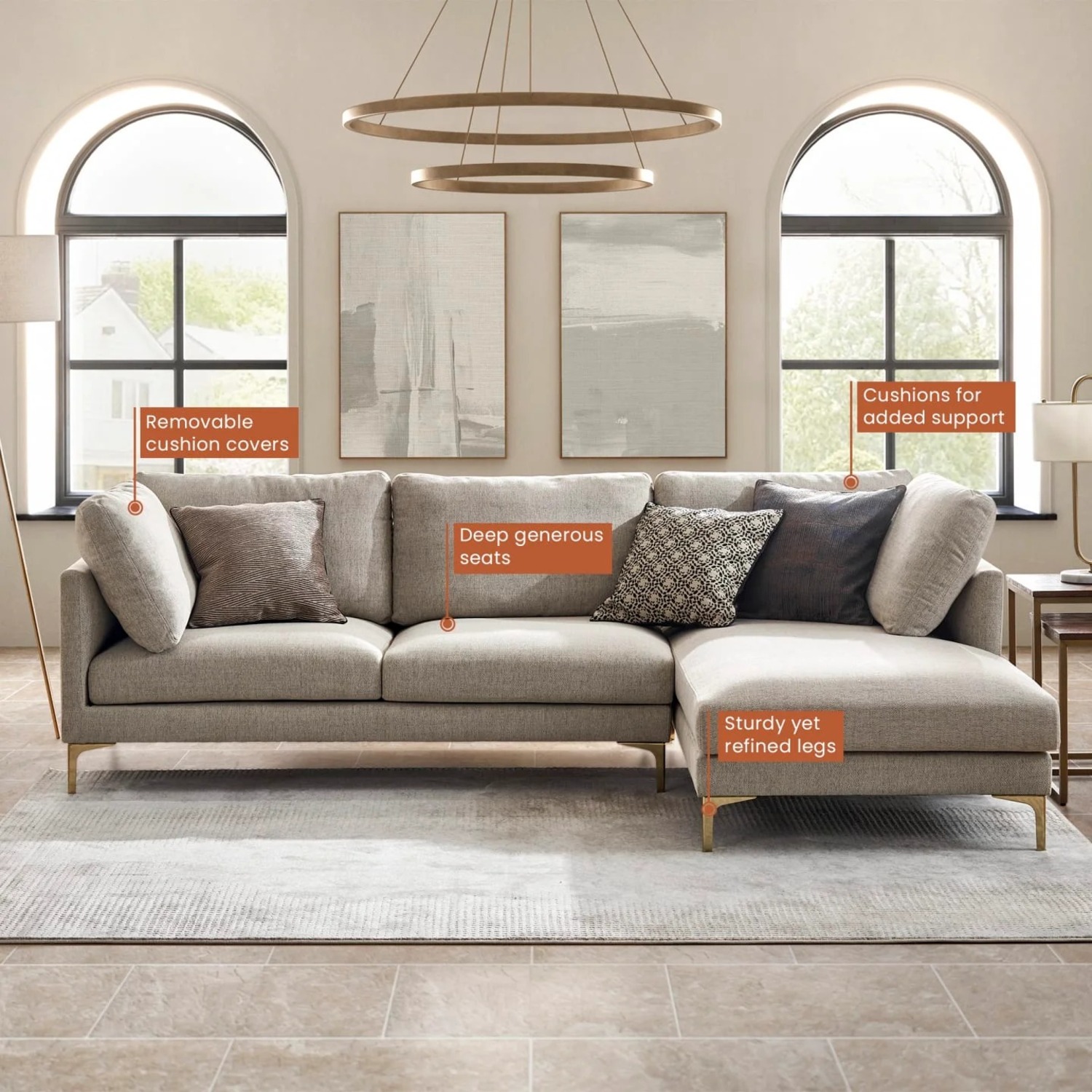 Castlery Adams Light Gray 3+ Piece Sectional - image-2