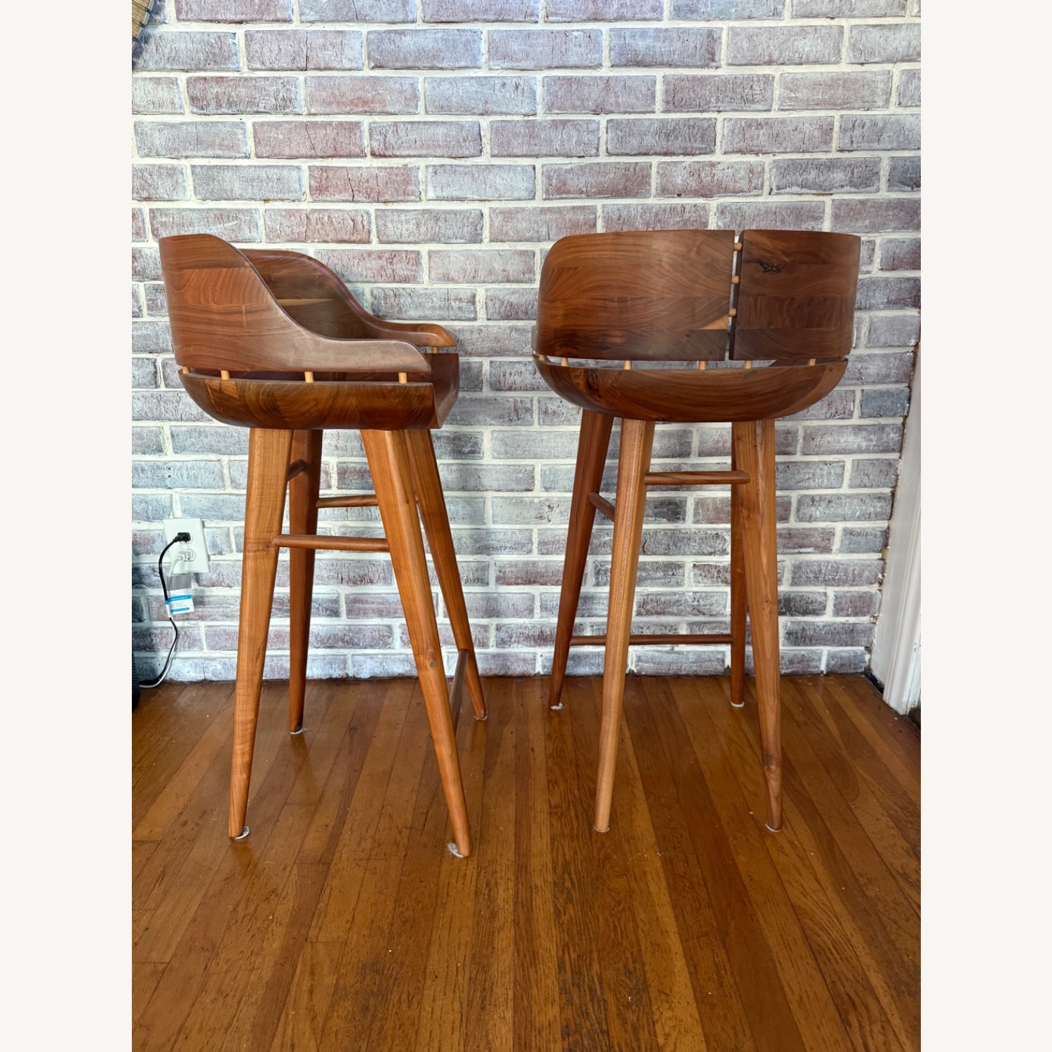 Curva Solid Walnut Barstools by Newel Modern - image-1