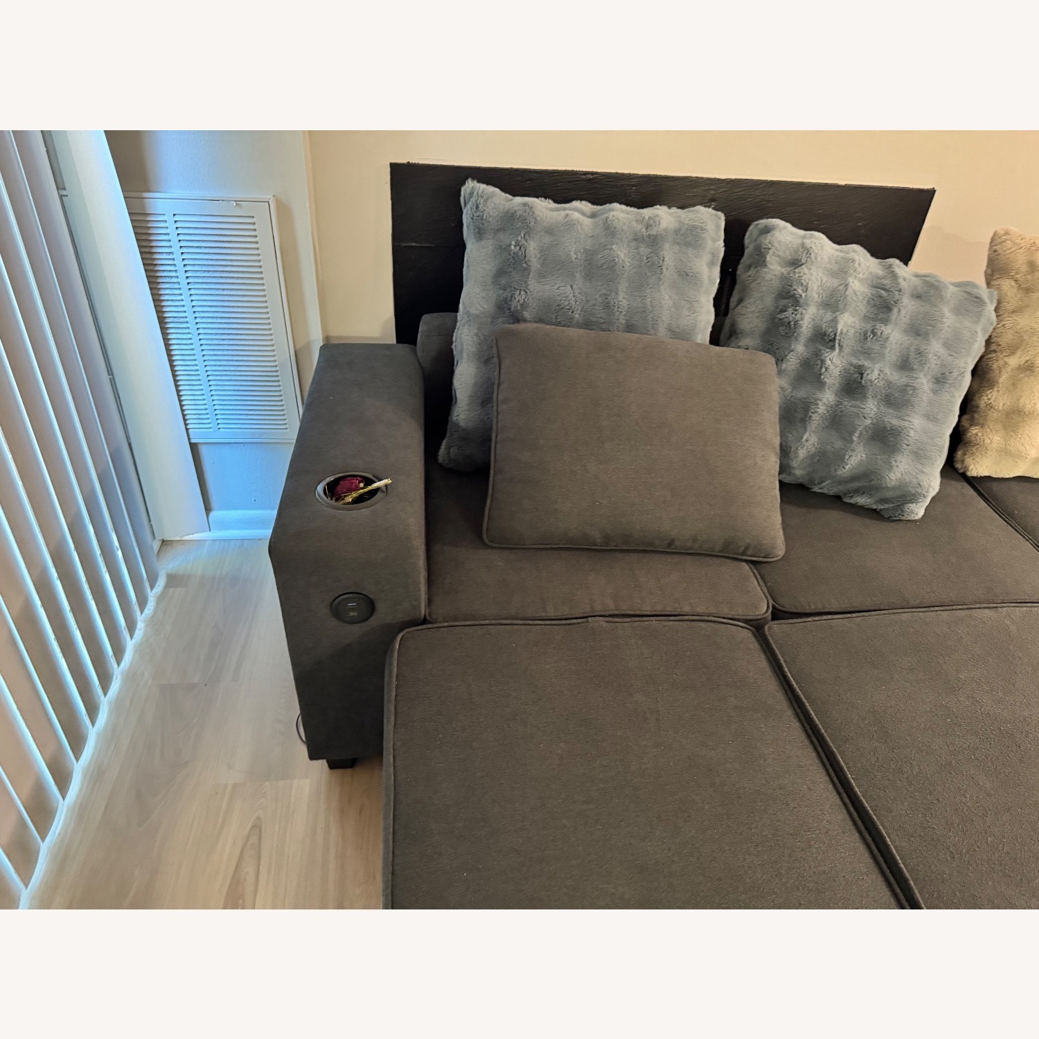 Wayfair Hashim Dark Gray Fabric 3+ Seater Sofa - image-4