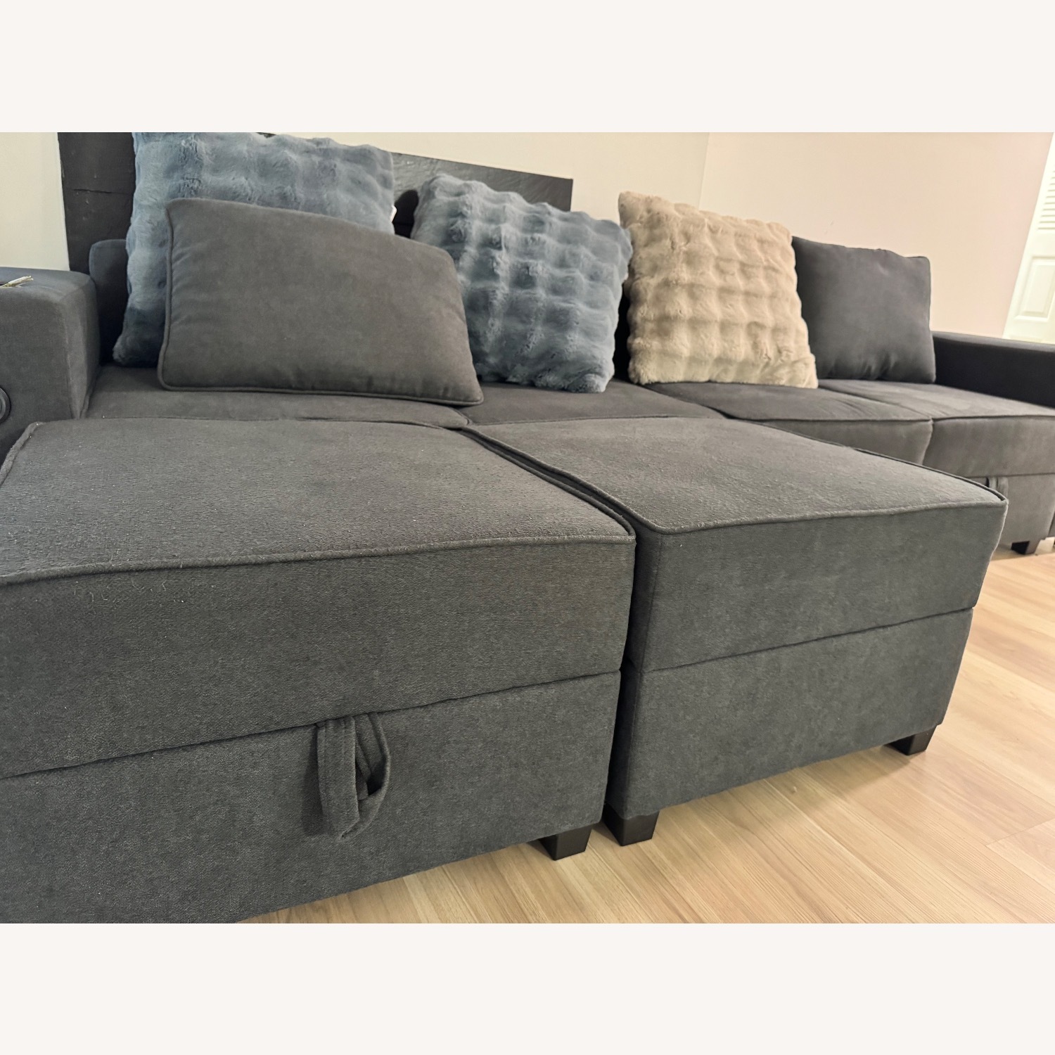 Wayfair Hashim Dark Gray Fabric 3+ Seater Sofa - image-2