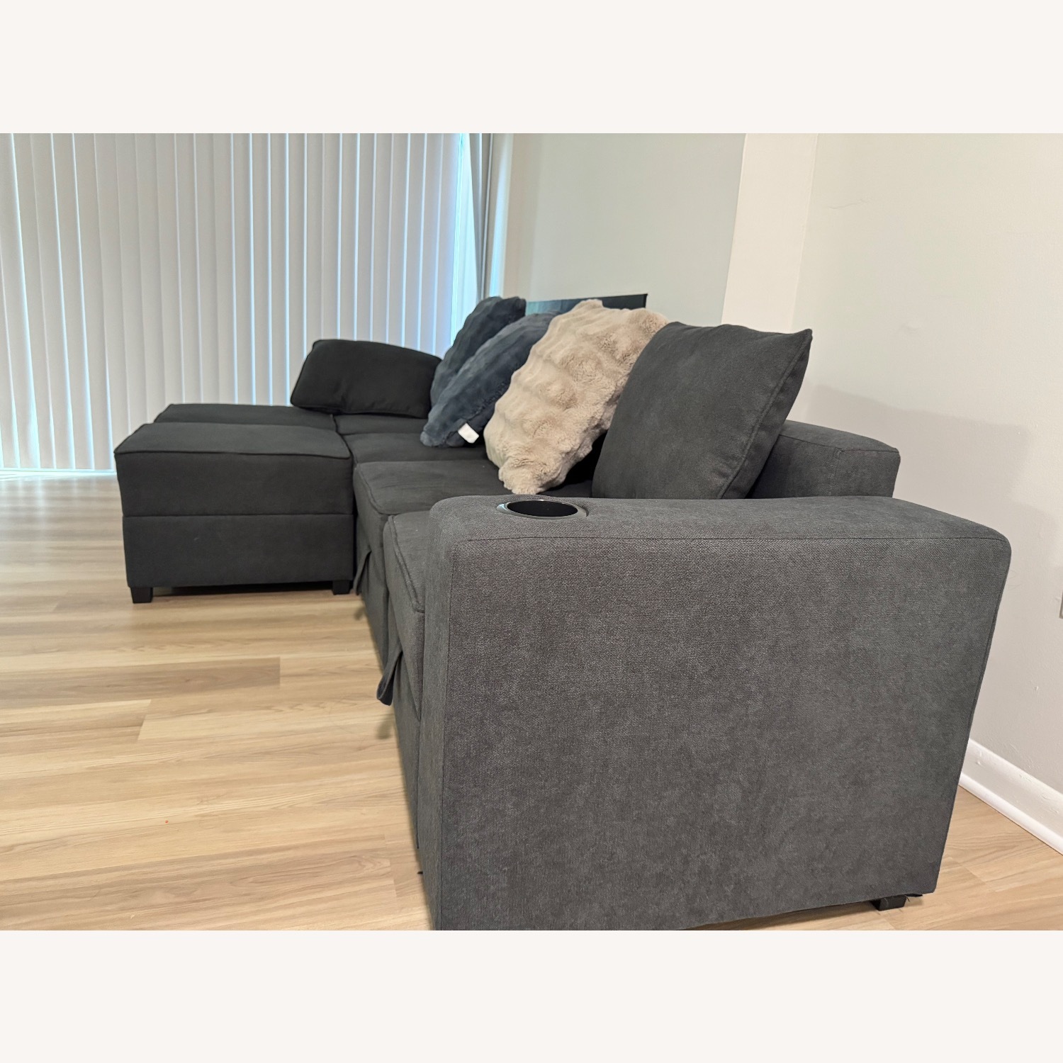 Wayfair Hashim Dark Gray Fabric 3+ Seater Sofa - image-3