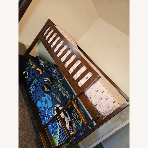 Used Value City Furniture Dark Brown Wood Bunk Bed for sale on AptDeco