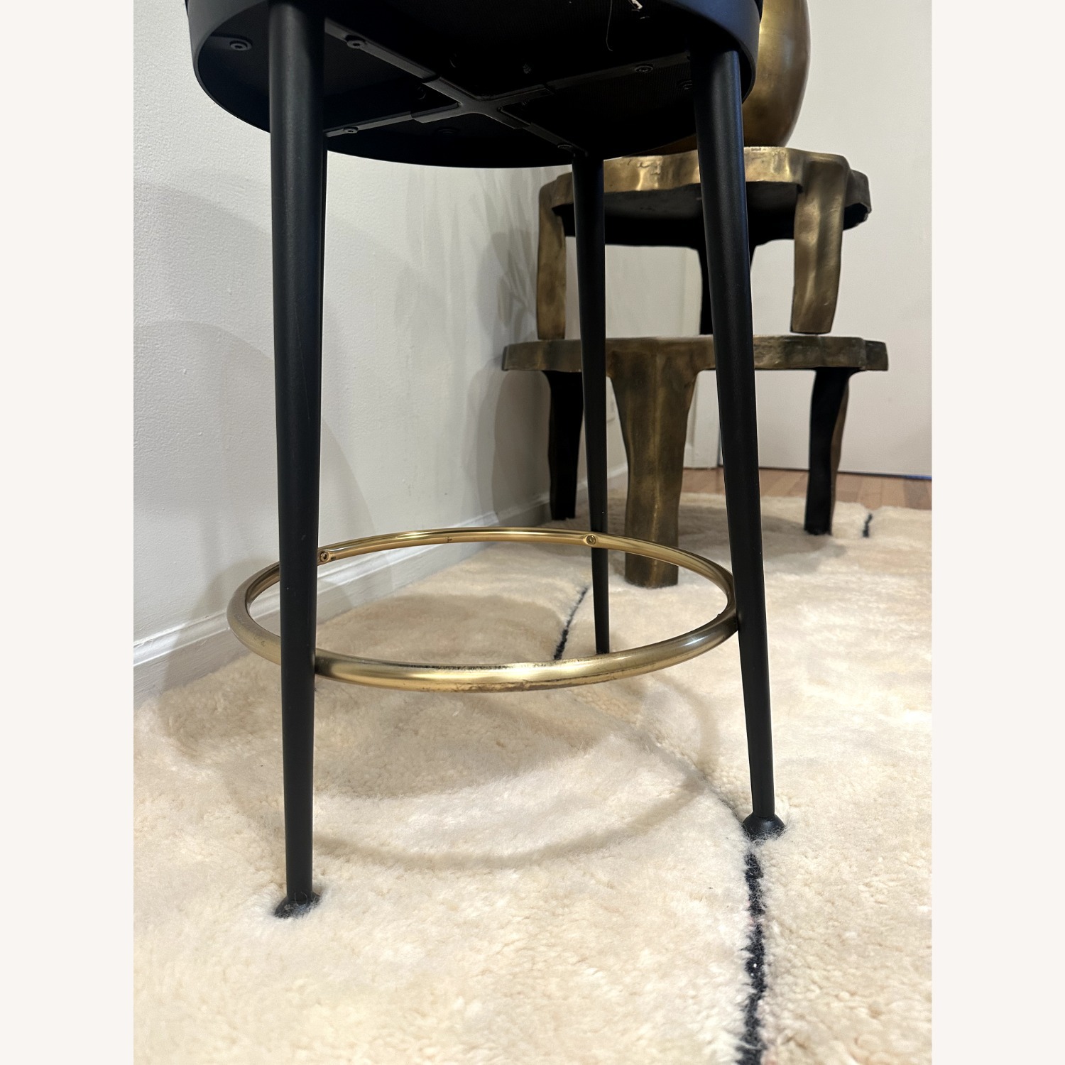 CB2 Atlas Black Velvet Counter Stool - image-3