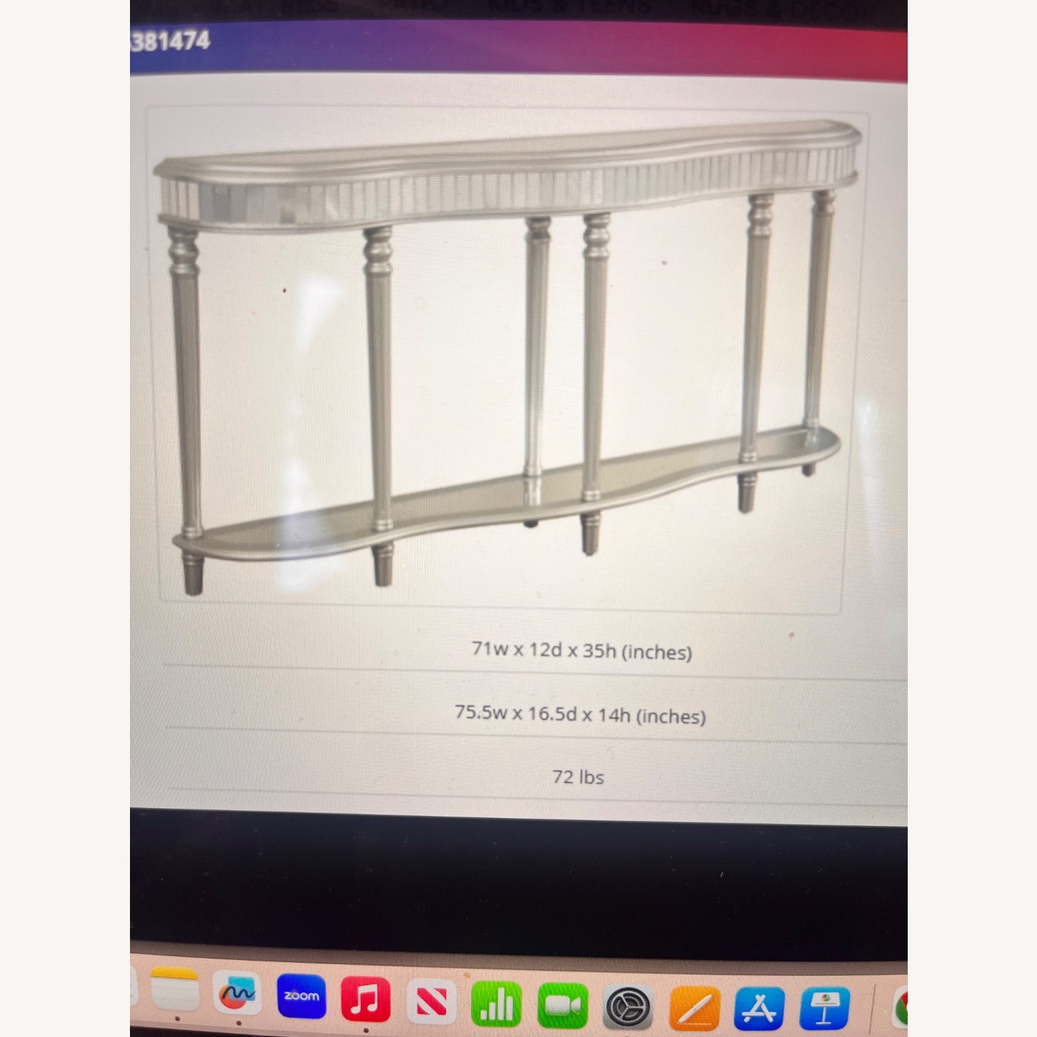 Rooms To Go Reflection Road Champagne Colors Console Table - image-1