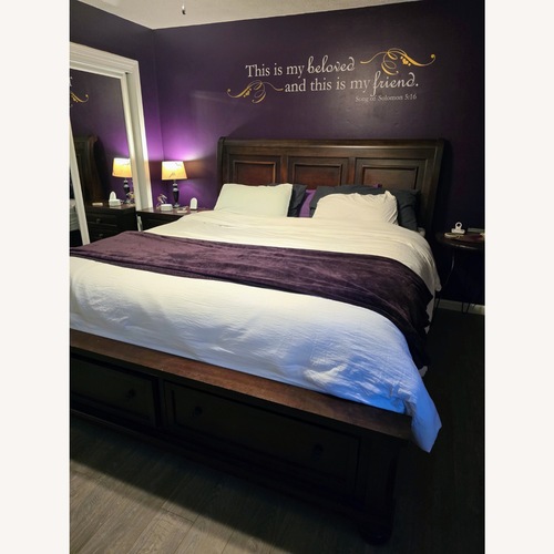 Used Vaughan Bassett Dark Brown Wood King Bed for sale on AptDeco