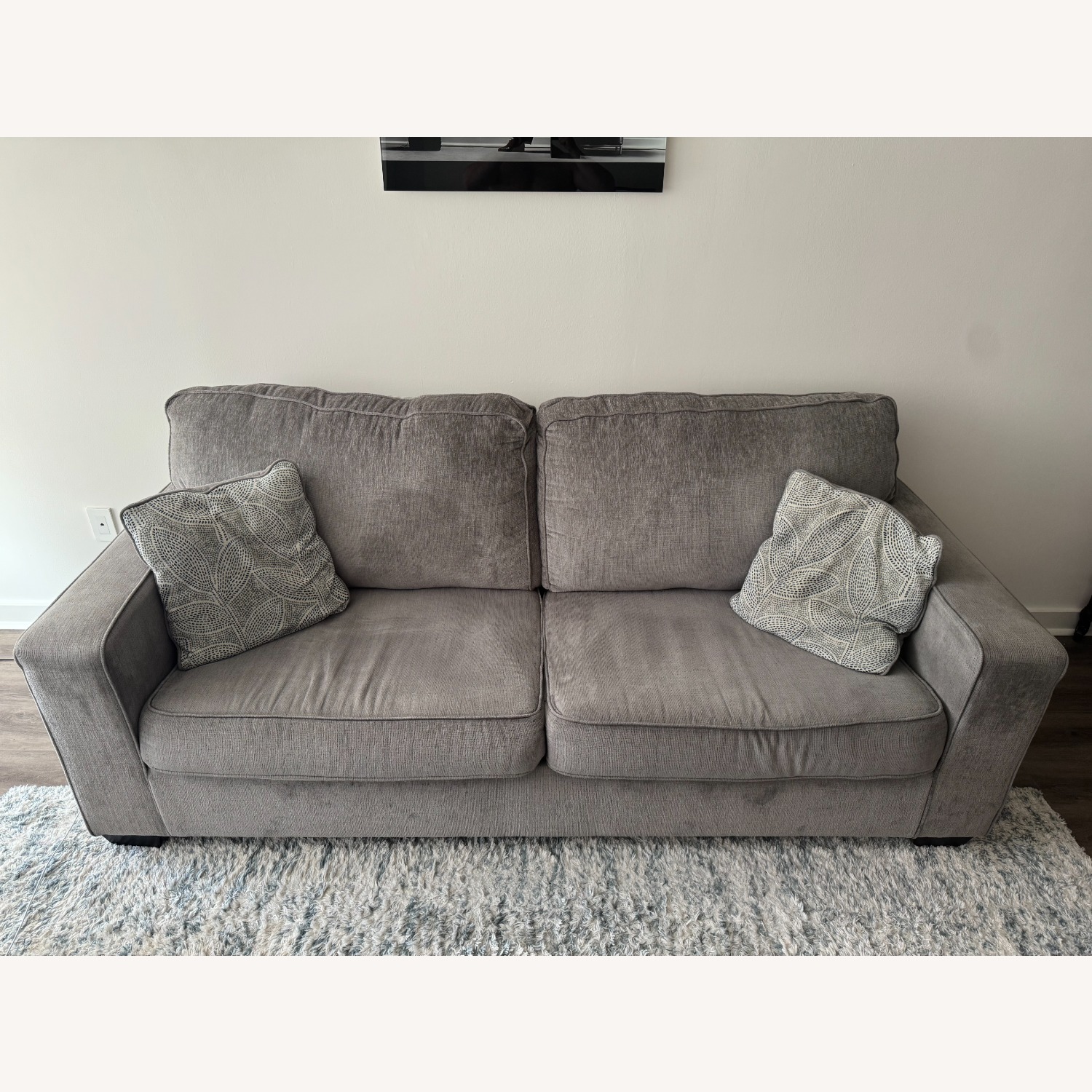 Ashley Furniture Light Gray Fabric 2 Seater Sofa - image-1