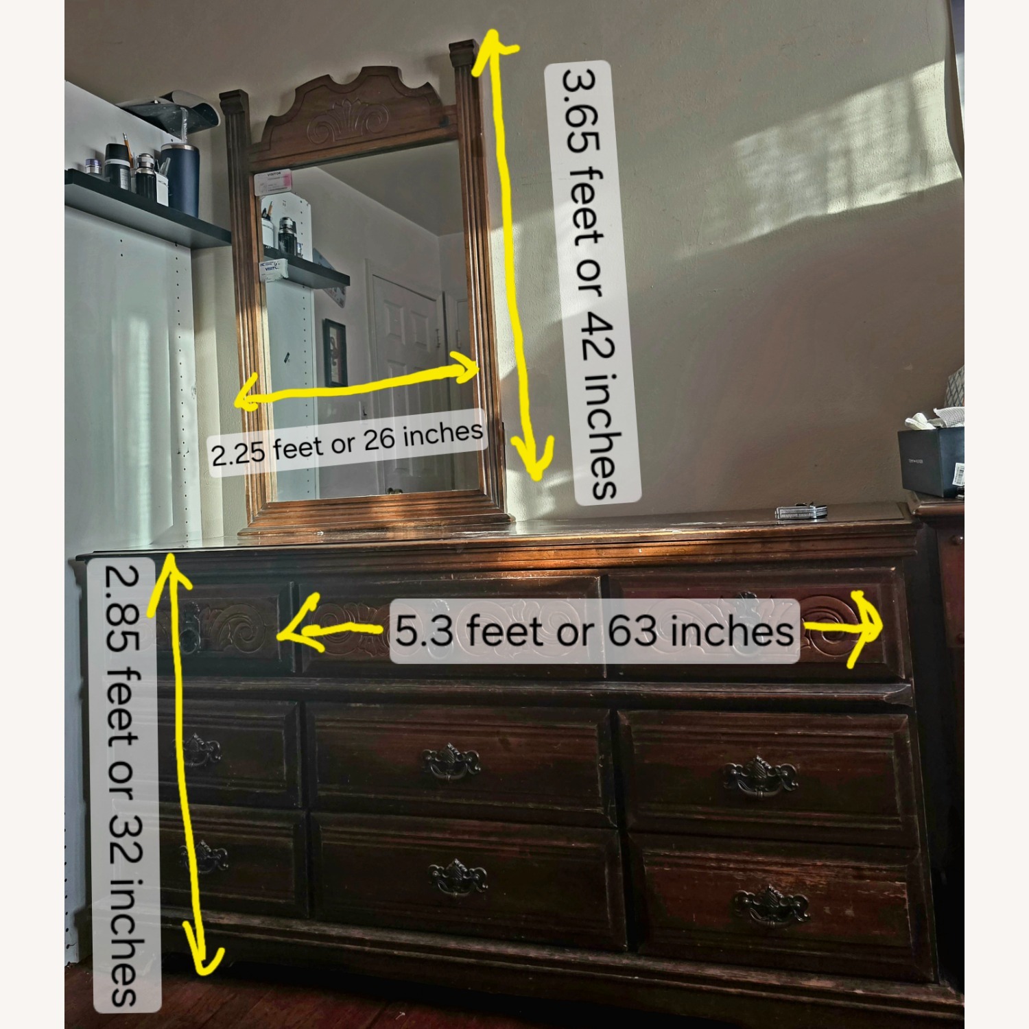 Vintage/Antique Finds Dark Brown Wood Dresser - image-1