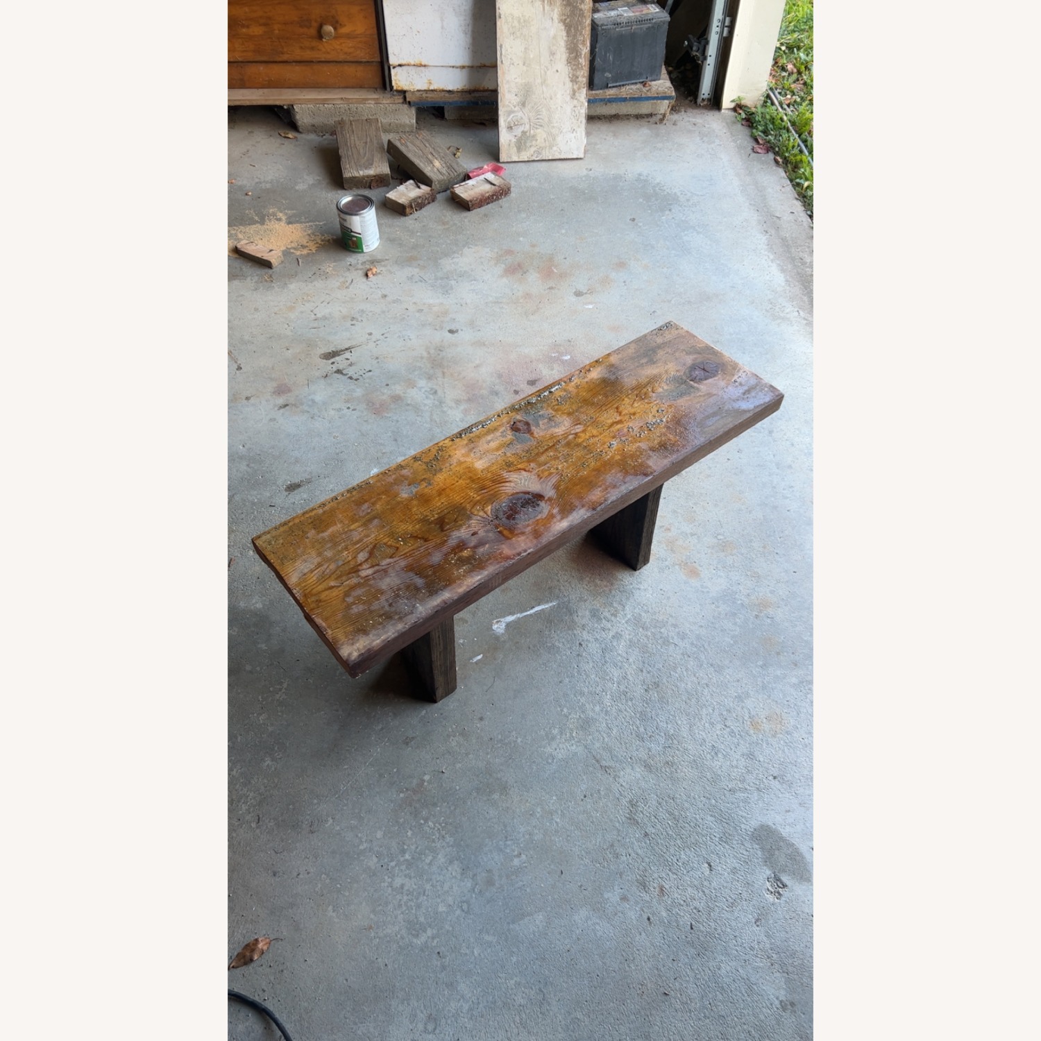 Vintage/Antique Finds Dark Brown Wood Bench - image-1