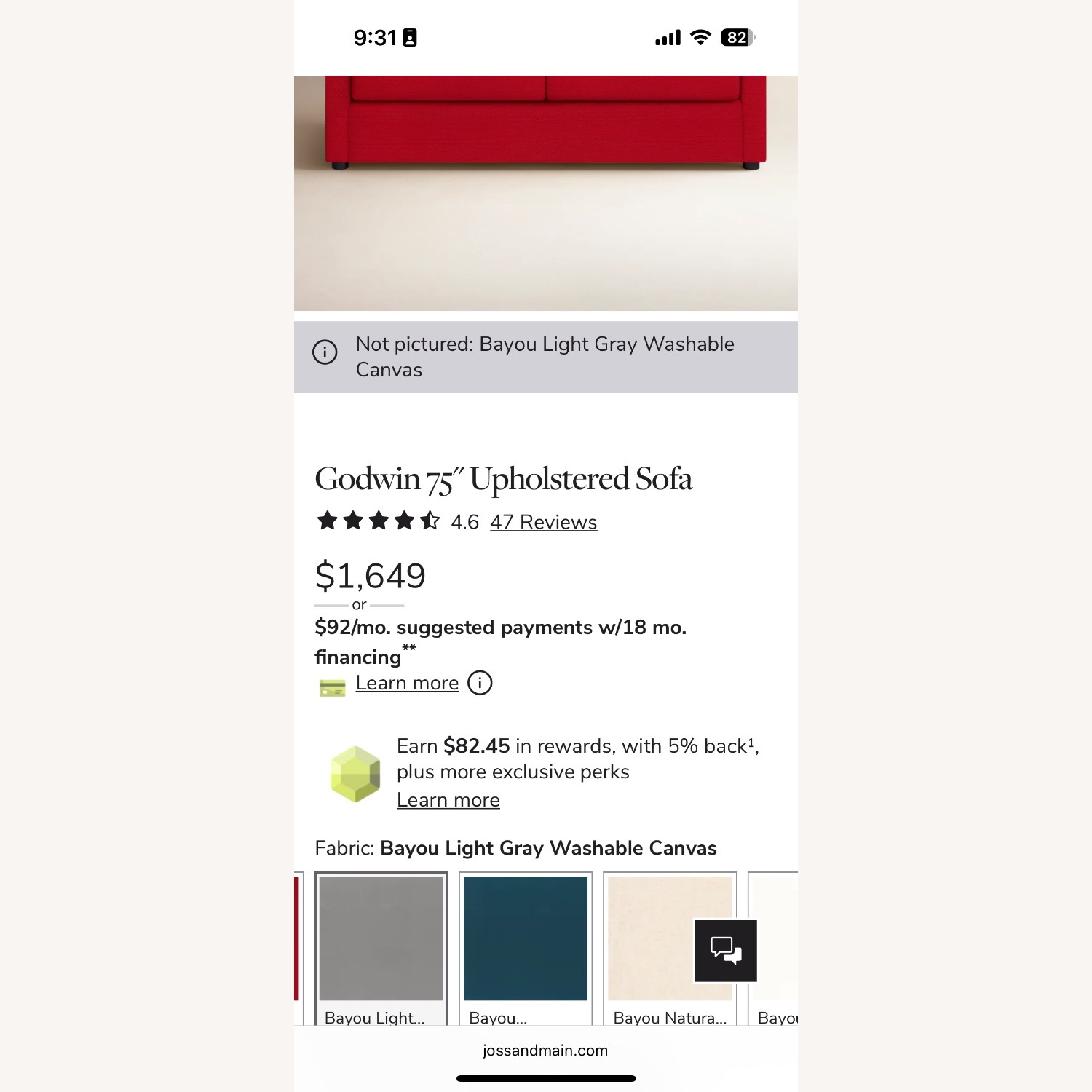 Joss & Main Godwin 75” Dark Gray Fabric Sleeper Sofa - image-5