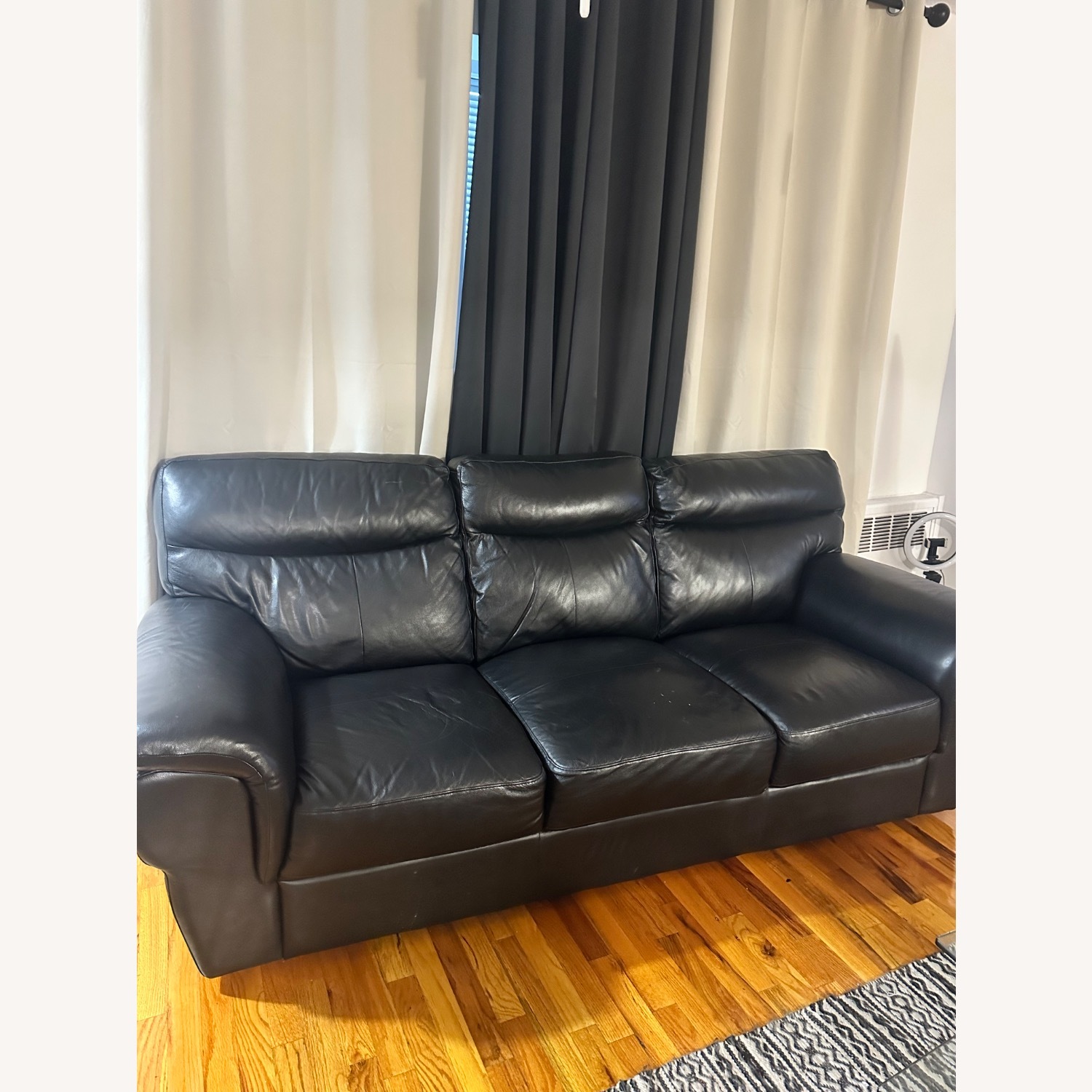Raymour & Flanigan Black Leather 3+ Seater Sofa - image-2