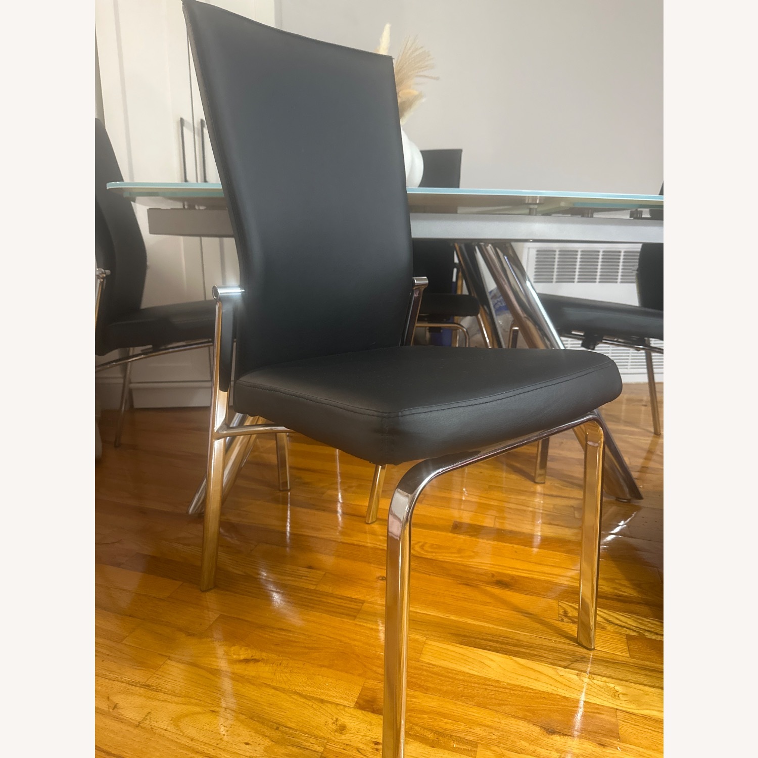 Raymour & Flanigan Paloma  Black Leather Dining Chairs - image-1