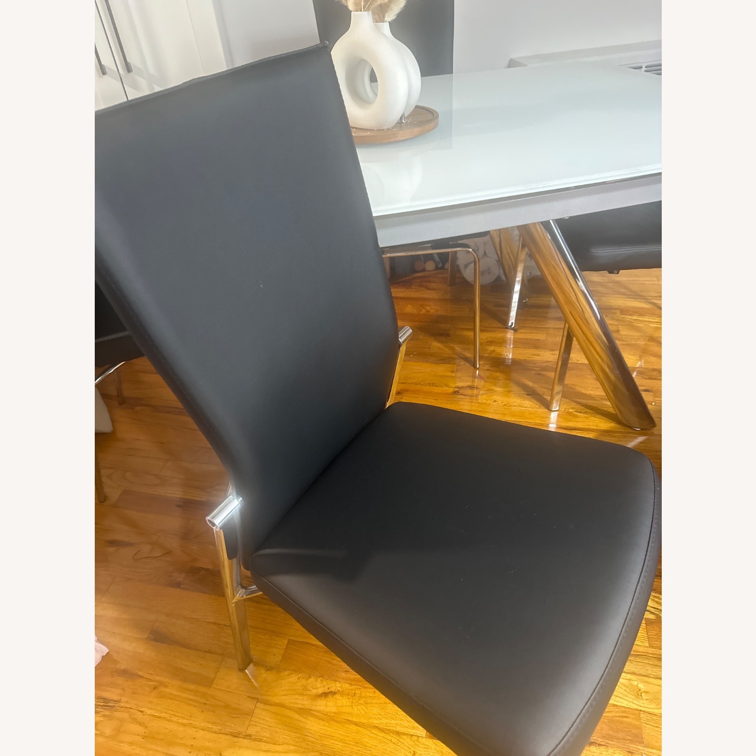 Raymour & Flanigan Paloma  Black Leather Dining Chairs - image-2