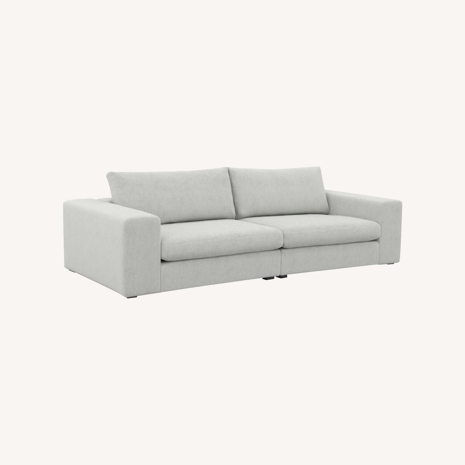 Article Beta White Fabric 2 Piece Sectional and Matching Ottoman - image-0