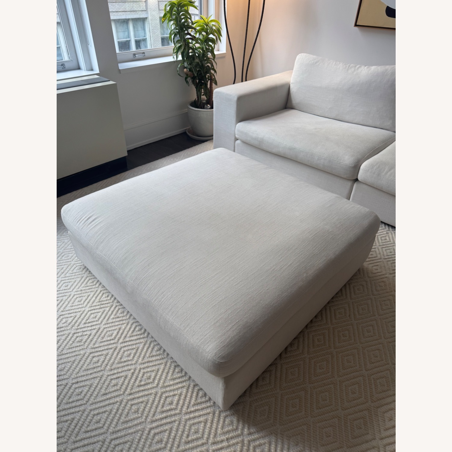 Article Beta White Fabric 2 Piece Sectional and Matching Ottoman - image-4