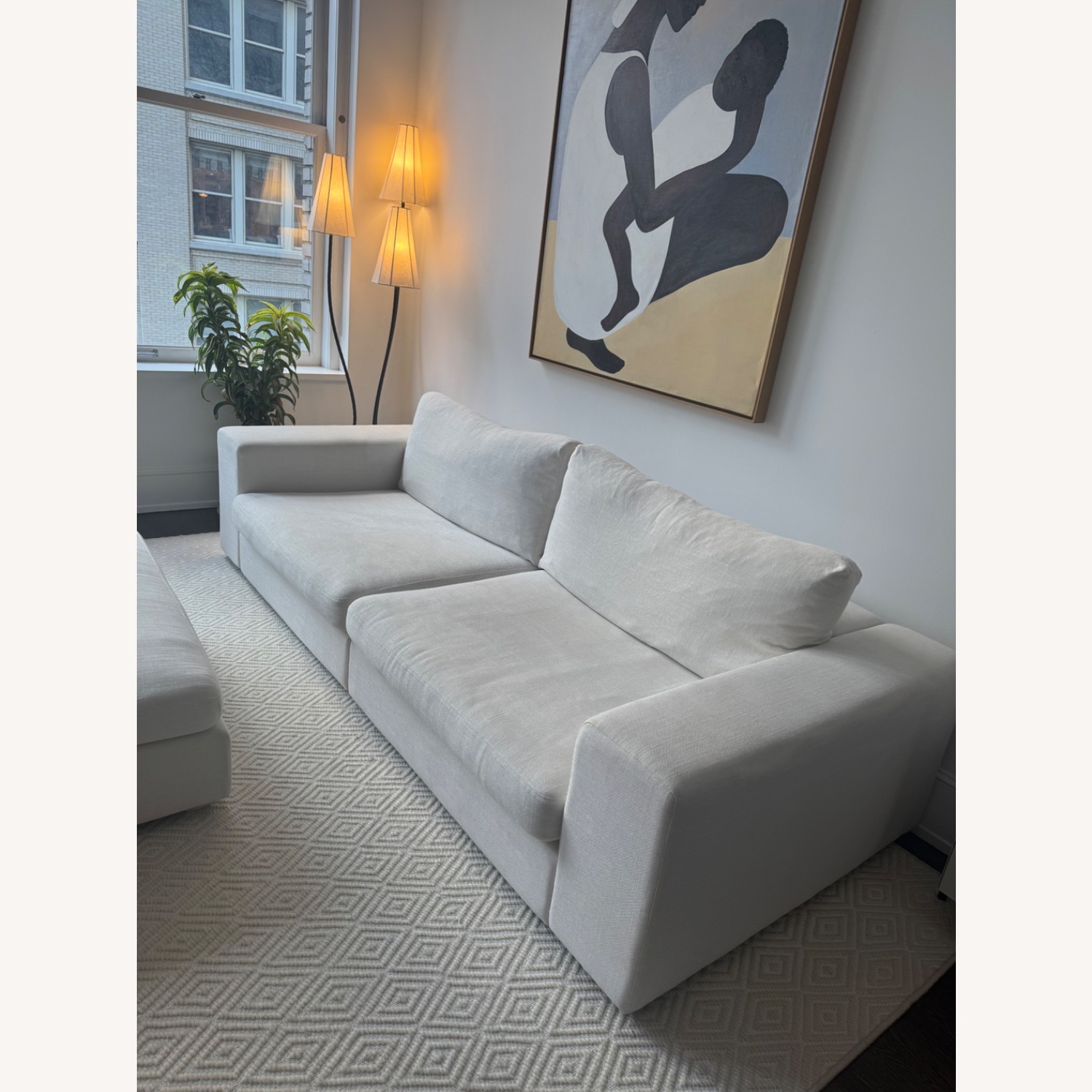 Article Beta White Fabric 2 Piece Sectional and Matching Ottoman - image-2