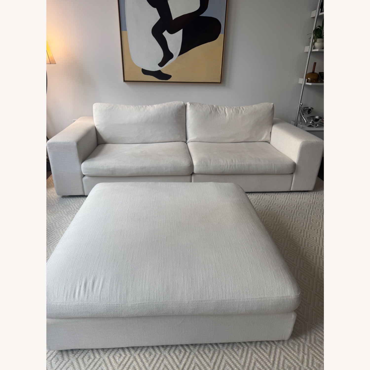 Article Beta White Fabric 2 Piece Sectional and Matching Ottoman - image-3