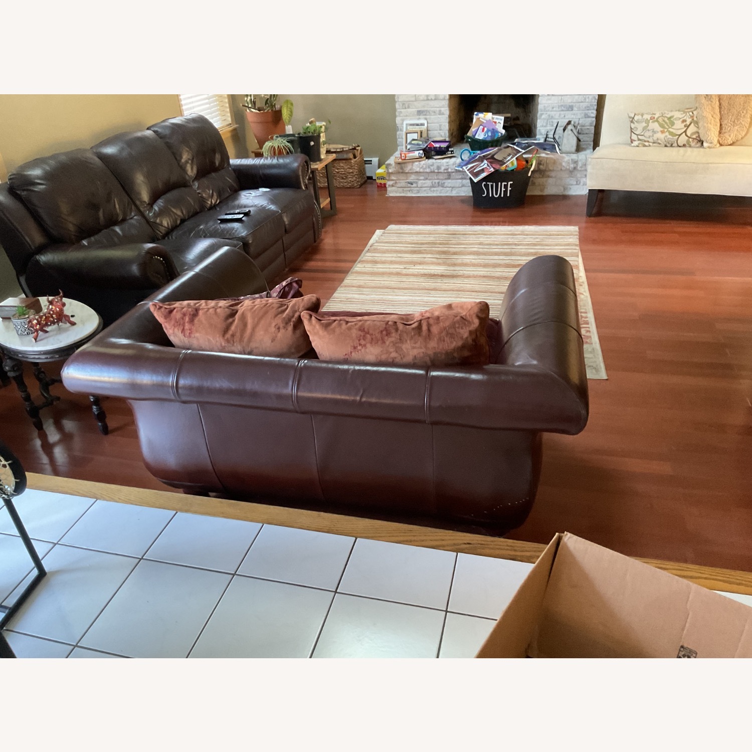 Dark Brown Fabric 2 Seater Sofa - image-3