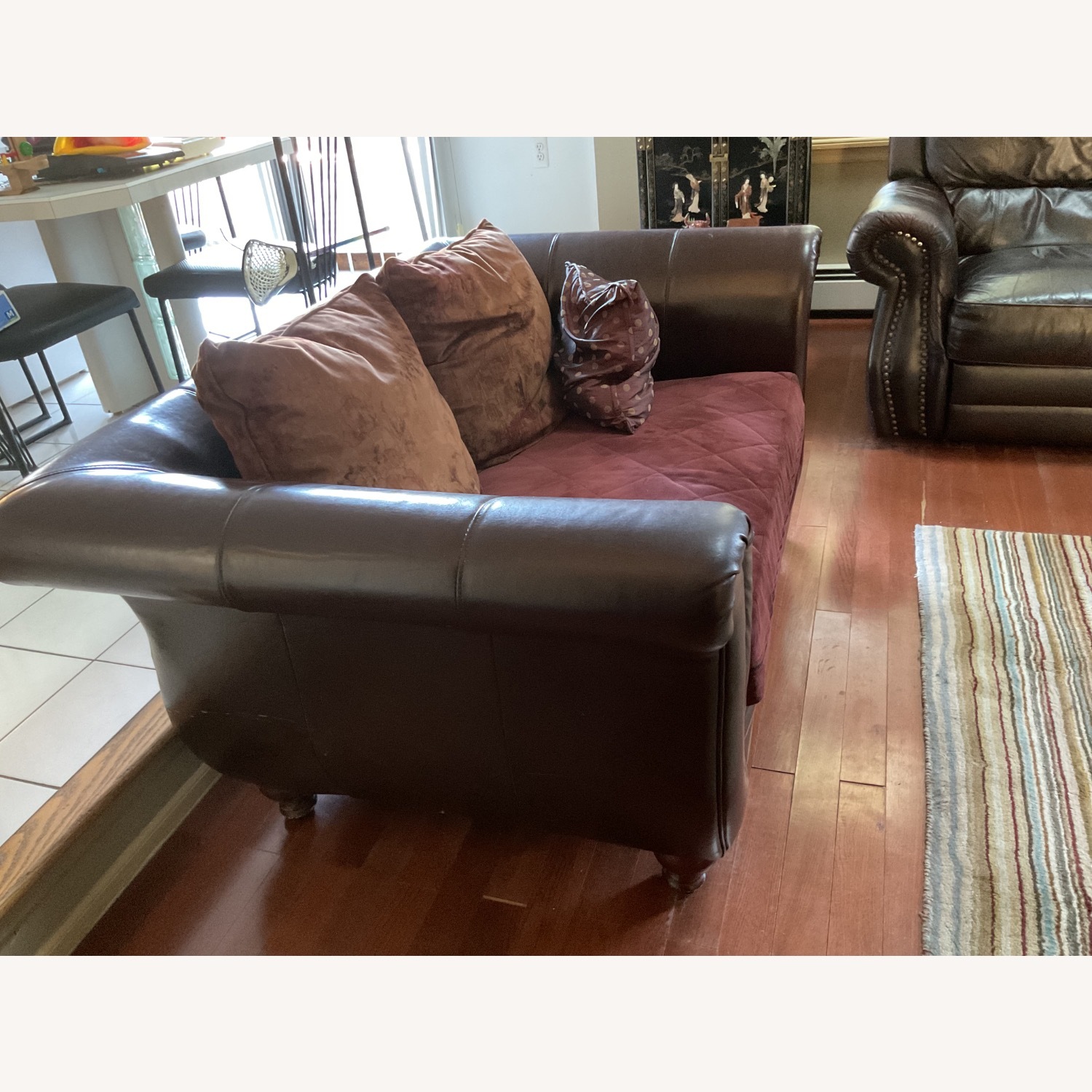 Dark Brown Fabric 2 Seater Sofa - image-2