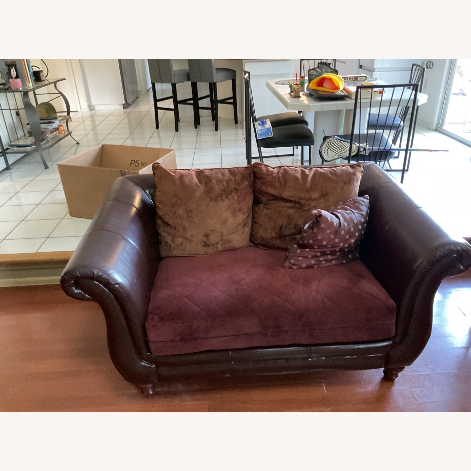 Dark Brown Fabric 2 Seater Sofa - image-1