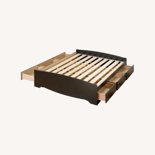 Used Prepac Manufacturing Dark Brown Wood Queen Bed for sale on AptDeco