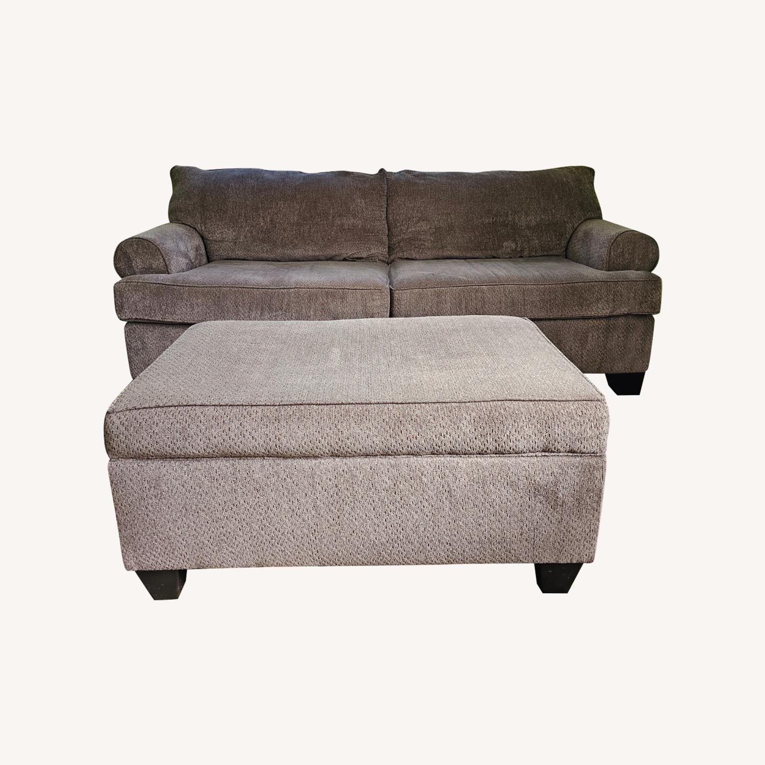 Large Comfy Sofa With Matching Storage Ottoman - image-0