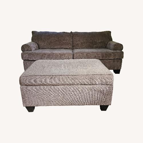 Used Large Comfy Sofa With Matching Storage Ottoman for sale on AptDeco