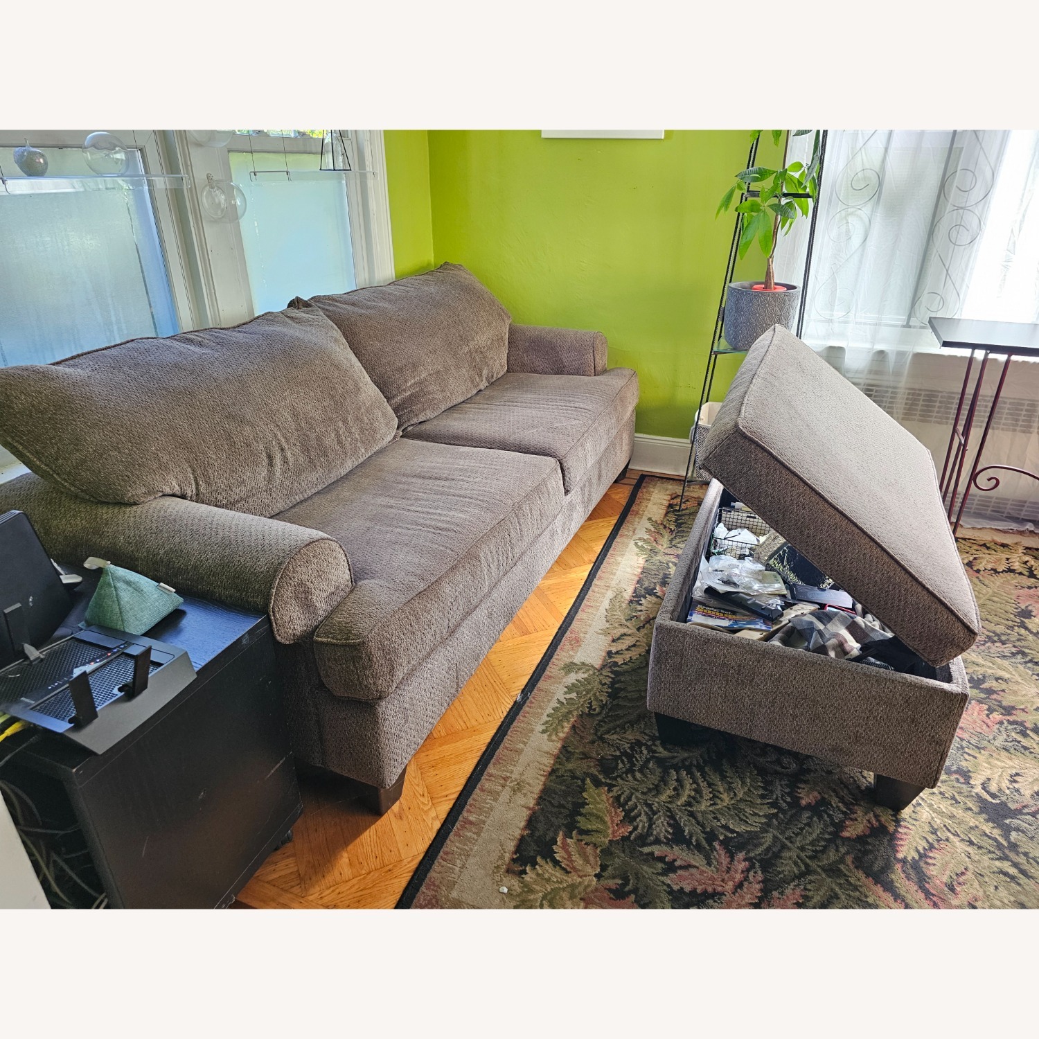 Large Comfy Sofa With Matching Storage Ottoman - image-2