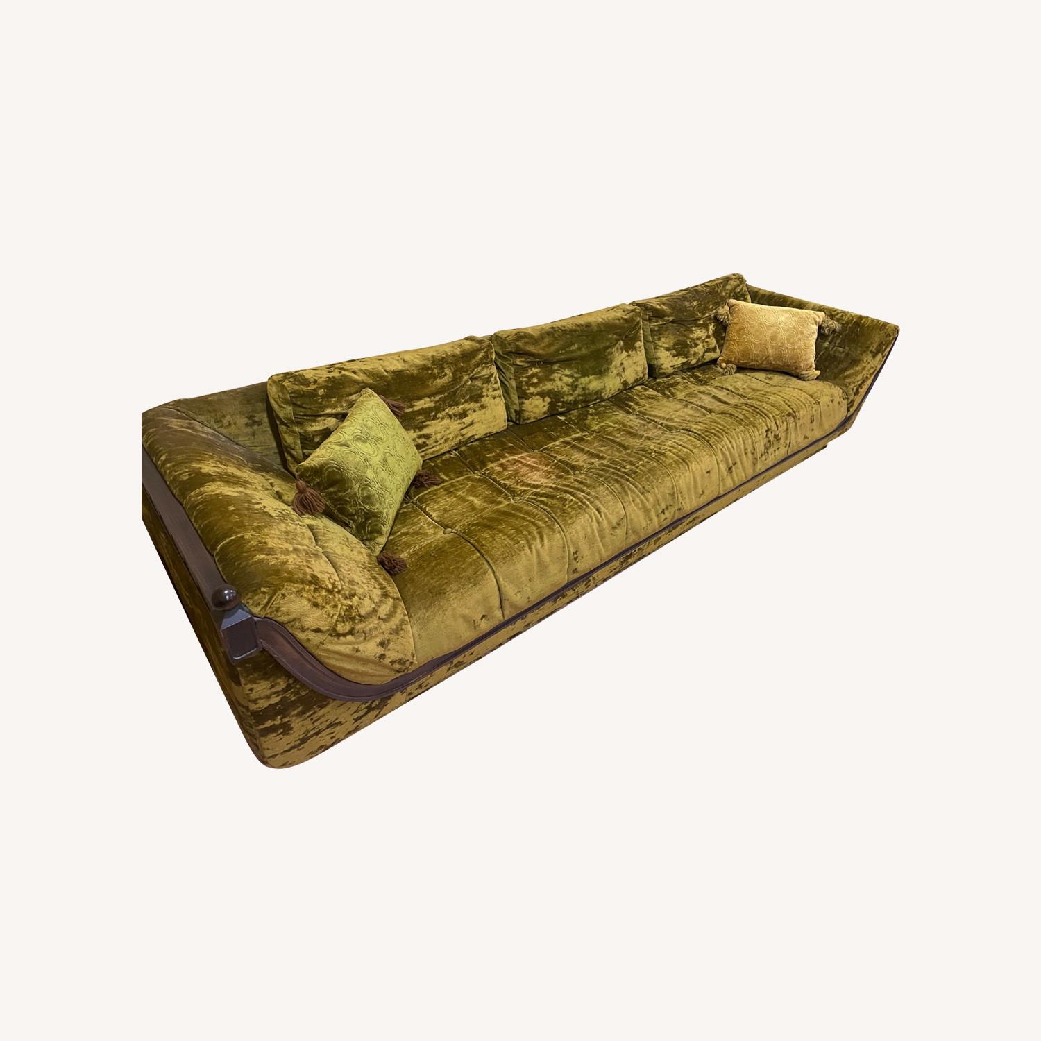 Vintage Crushed Gold Velvet Sofa - image-0