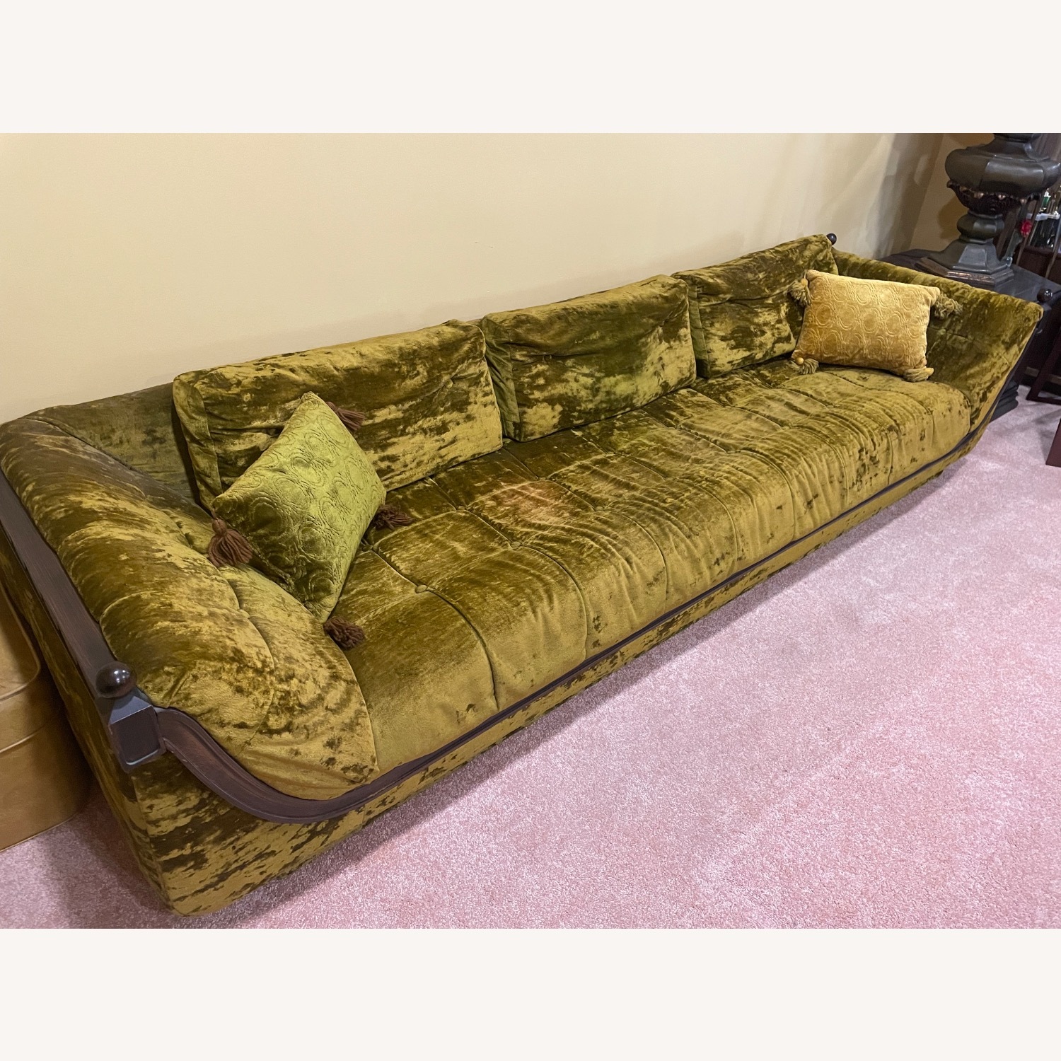 Vintage Crushed Gold Velvet Sofa - image-2