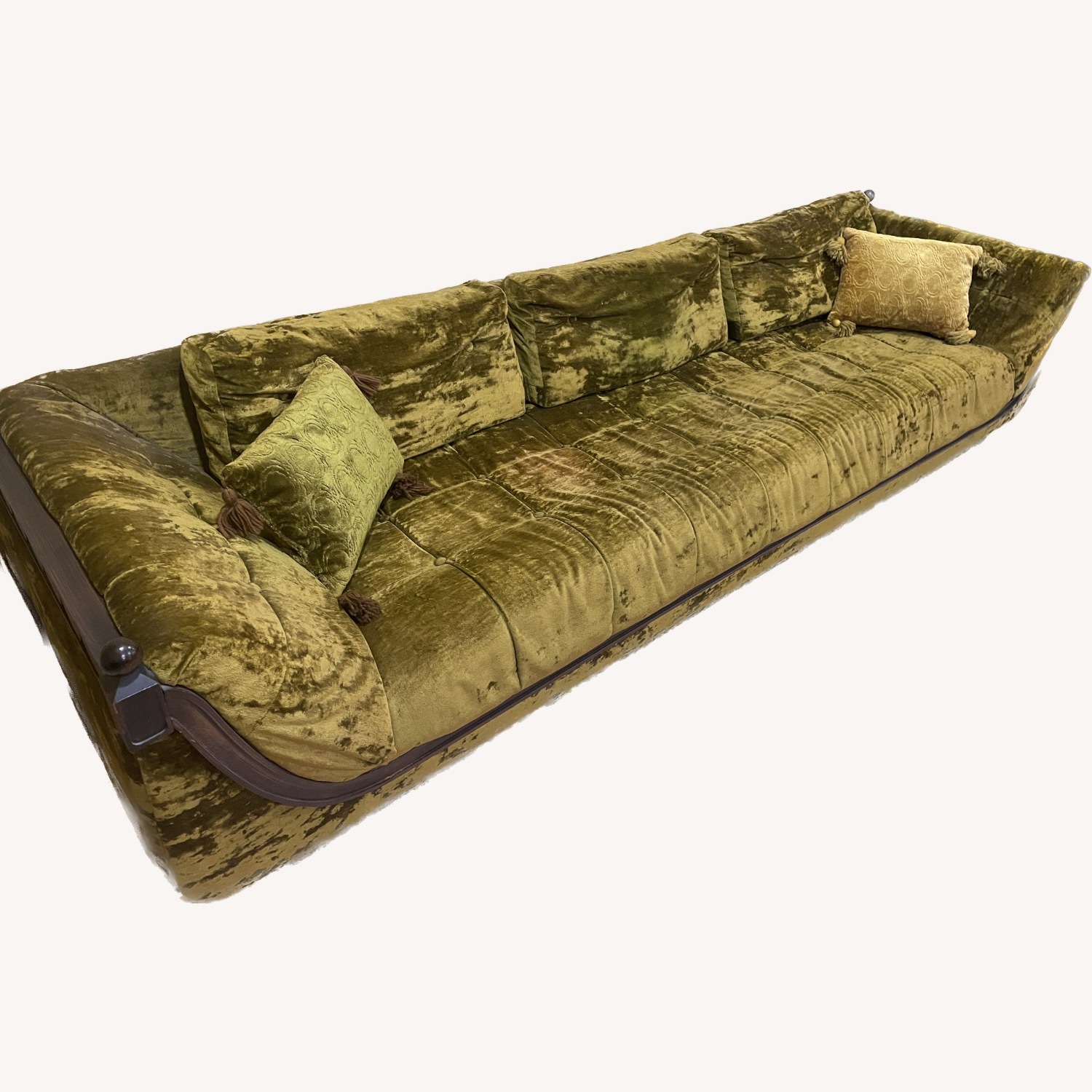 Vintage Crushed Gold Velvet Sofa - image-1