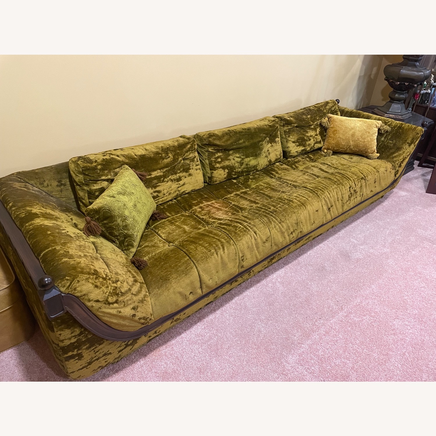 Vintage Crushed Gold Velvet Sofa - image-3