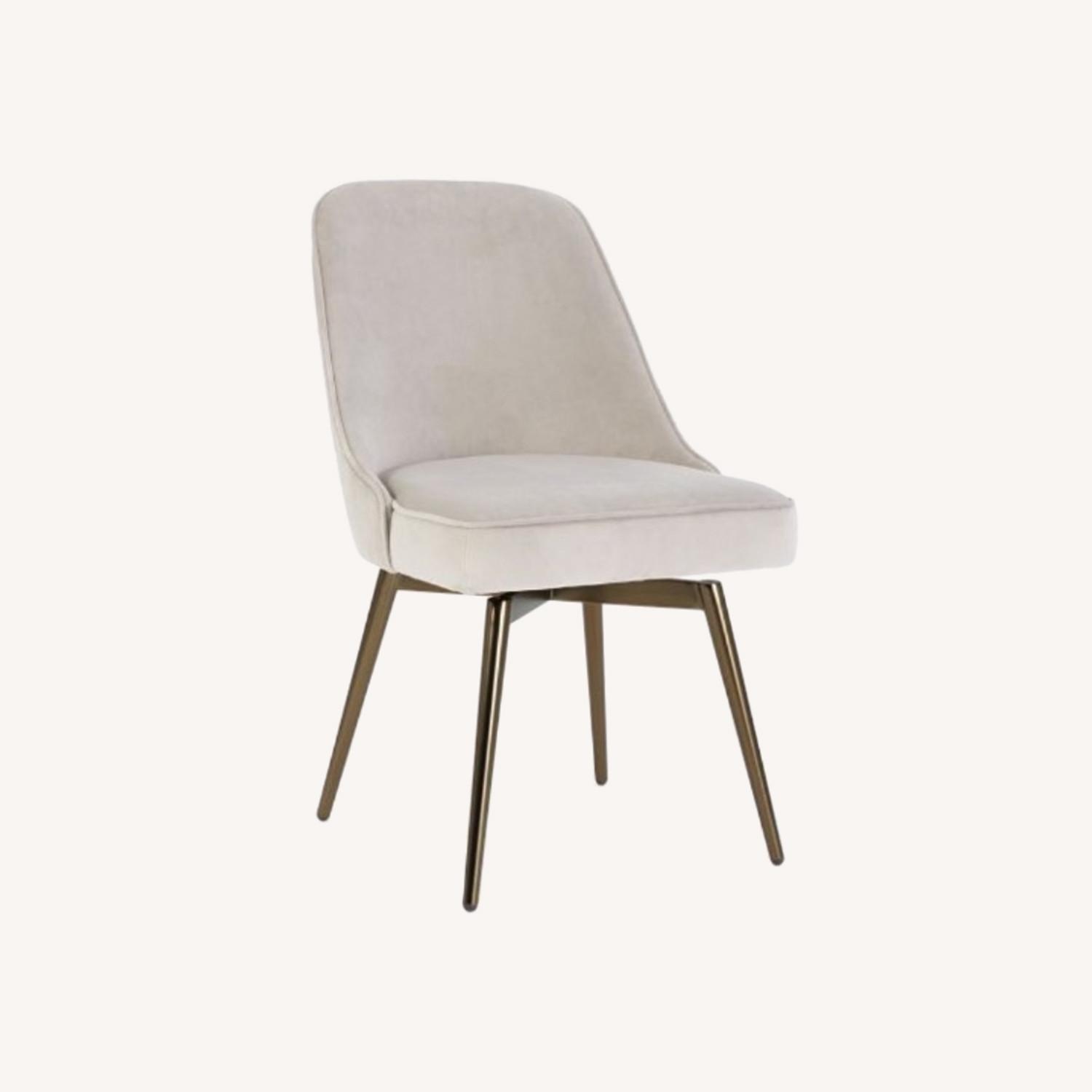 West Elm Mid-Century Light Gray Velvet Office Chair - image-0