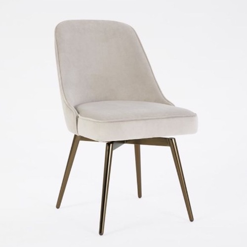 Used West Elm Mid-Century Light Gray Velvet Office Chair for sale on AptDeco